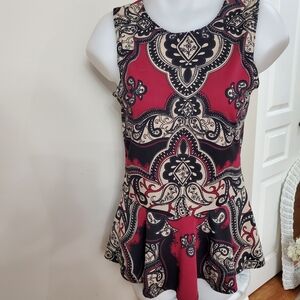 L’Amadei Gorgeous Peplum Top w stretch Small